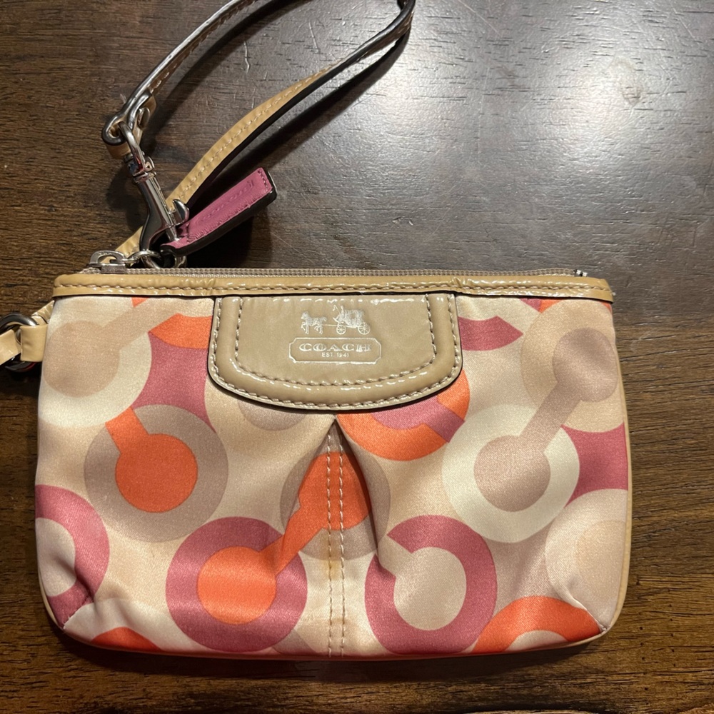 Coach Orange and Pink wristlet